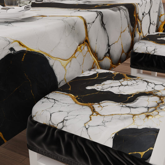 Coprisedia con Elastico Effetto Marmo Nero Bianco | Set 2 o 6 Pz | PETTI