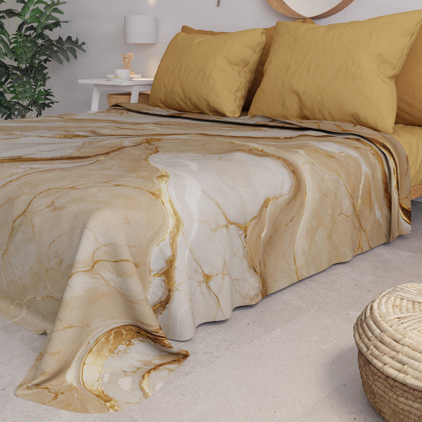 Couvre-lit d'été, Couverture légère, Draps de couvre-lit effet beige - DORACREAM