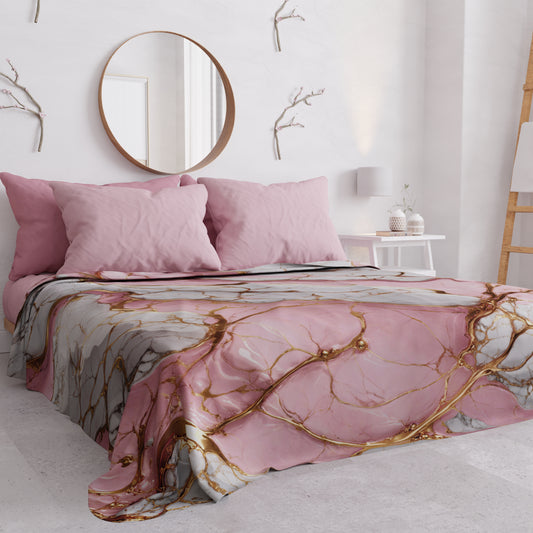 Copriletto Estivo, Coperta Leggera, Lenzuola Copriletto Effetto Marmo Rosa - PINKERELLE