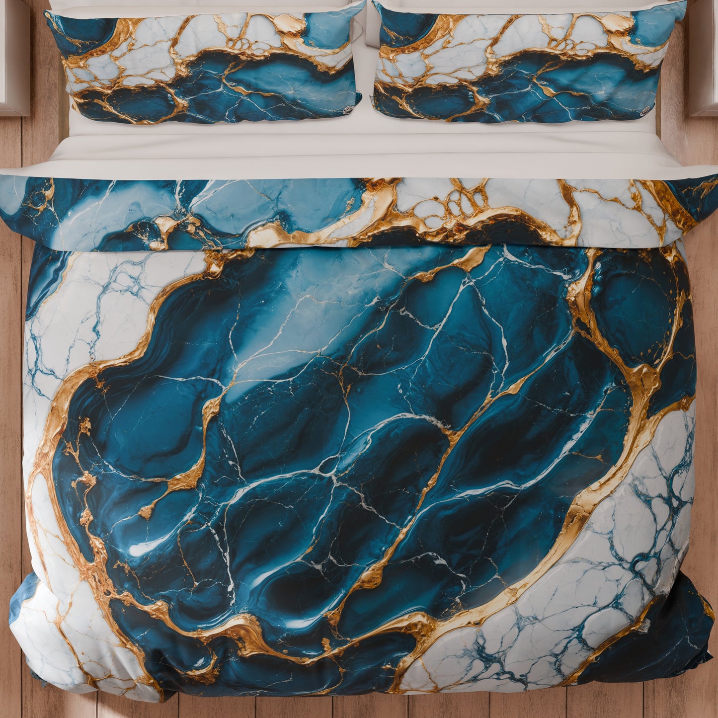 Set copripiumino effetto marmo Blu PETTI Made in Italy