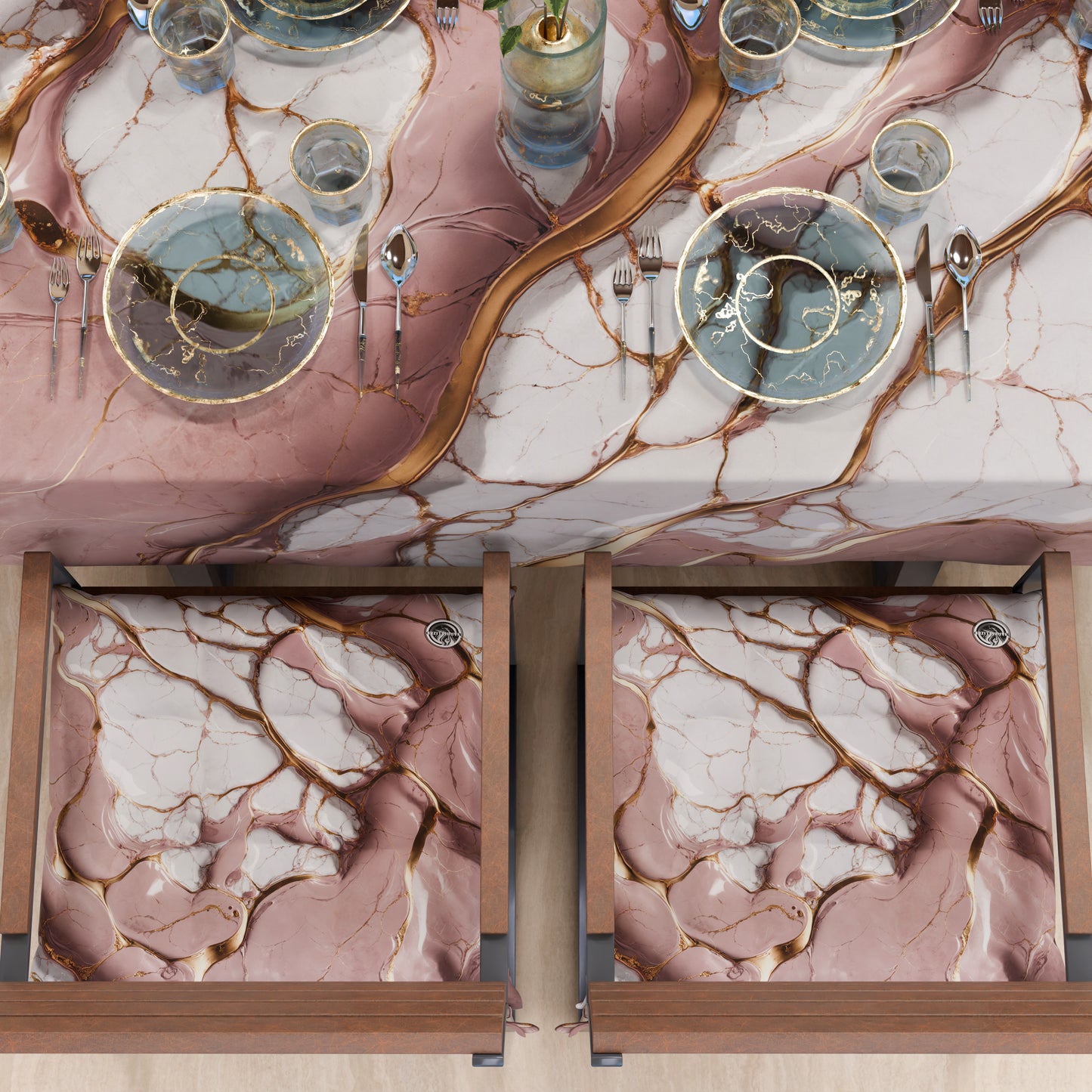 Coussins pour Chaises de Cuisine Élégants Effet Marbre Mauve - MAUVELUXE