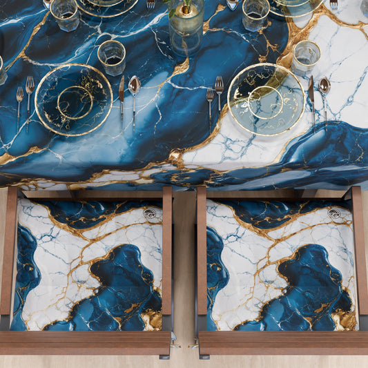 Cuscini per Sedie Cucina Eleganti Effetto Marmo Blu Oceano - OCEAGLINT