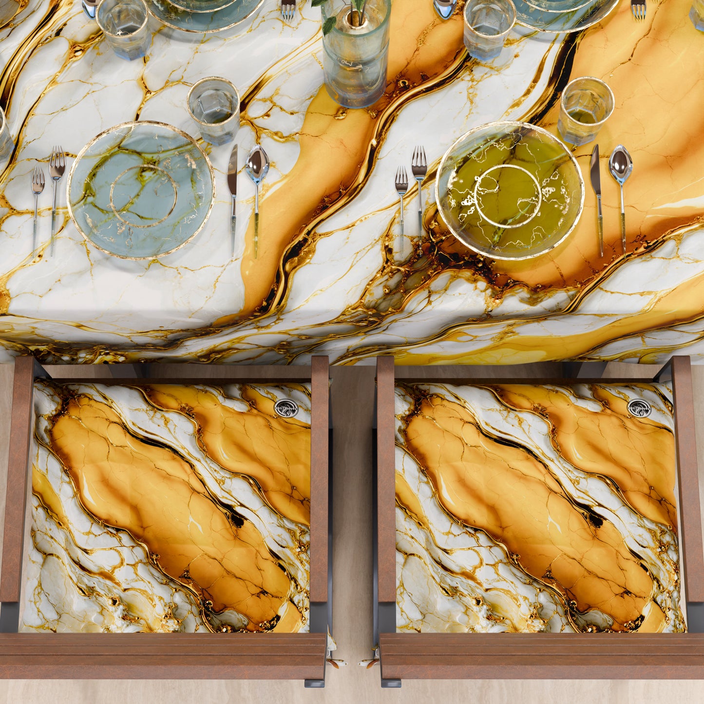 Cuscini per Sedie Cucina Eleganti Effetto Marmo Giallo - YELLOOOWW