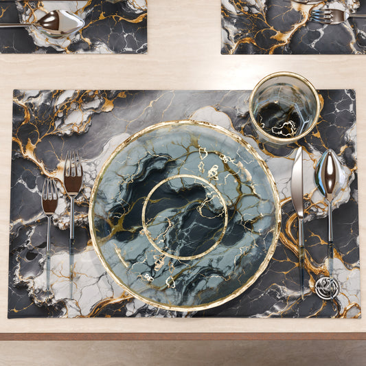 Tovagliette Americane Eleganti Effetto Marmo Grigio Scuro - SMOKITE