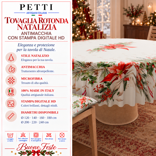 Tovaglia Rotonda in Stampa Digitale Natalizia Ghirlanda Natale