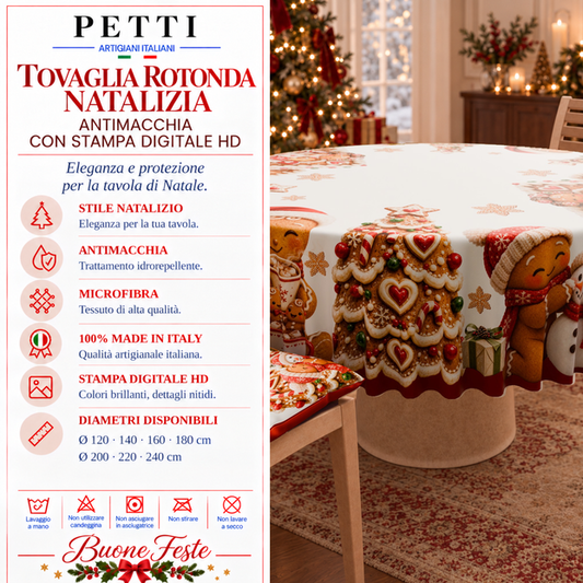 Tovaglia Rotonda in Stampa Digitale Natalizia Marzapane