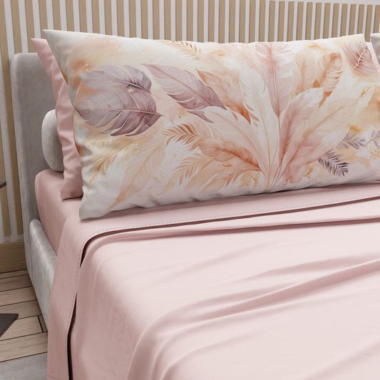 Draps en coton, Parure de lit avec taies d'oreiller en impression numérique Palmwater Poudre