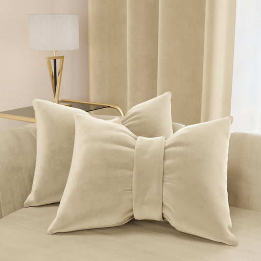 Cuscino Arredo Fiocco Velluto Panna 40x50 cm Divano Made in Italy | PETTI