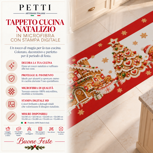 Tappeto Cucina Natalizio Antiscivolo Passatoia Natalizia Cucina lavabile Marzapane