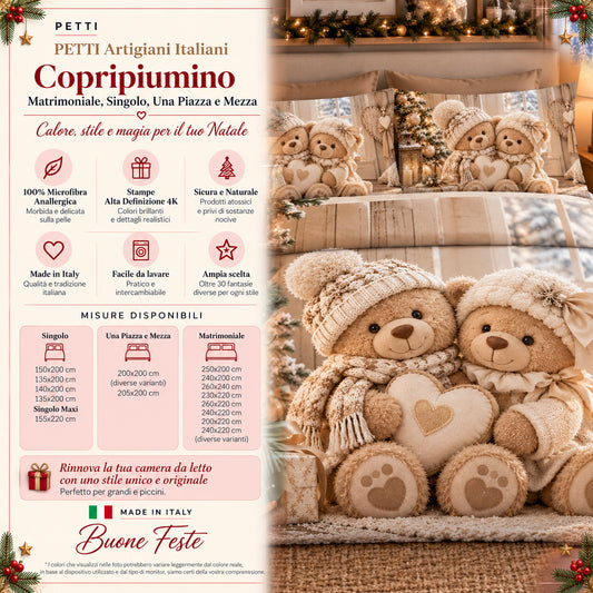 Copripiumini in Stampa Digitale Natalizi Orsetto 11