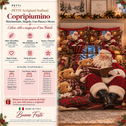 Copripiumini in Stampa Digitale Natalizi Claus Teddy