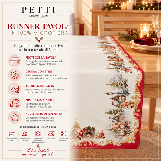 Runner Natalizi, Runner Tavola Natalizio, Tovaglia Runner Natalizia, Runner Cucina Vintage Xmas