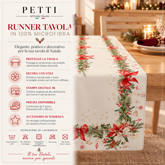 Runner Natalizi, Runner Tavola Natalizio, Tovaglia Runner Natalizia, Runner Cucina Ghirlanda Natale