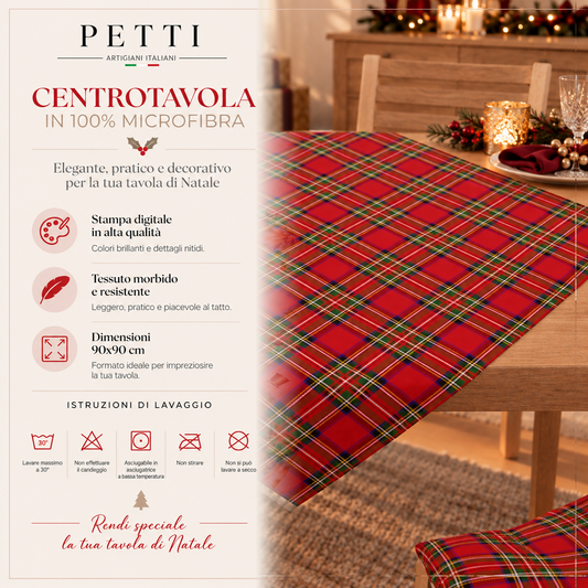 Centrotavola Natalizio per Cucina in Stampa Digitale Tartan, Fantasia Scozzese