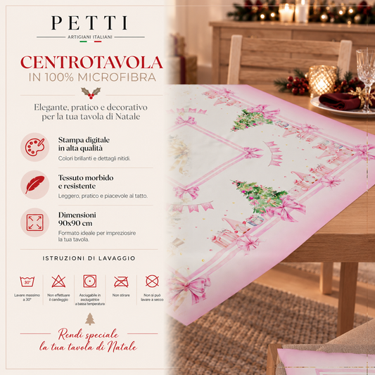 Centrotavola Natalizio per Cucina in Stampa Digitale Gnomo Rosa