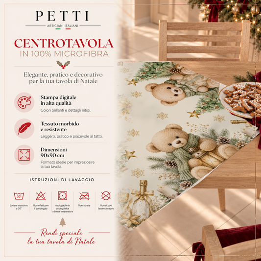Centrotavola Natalizio per Cucina in Stampa Digitale Teddy Gold