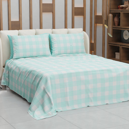 Lenzuolo Copriletto e Federe in Microfibra A Quadretti Tiffany