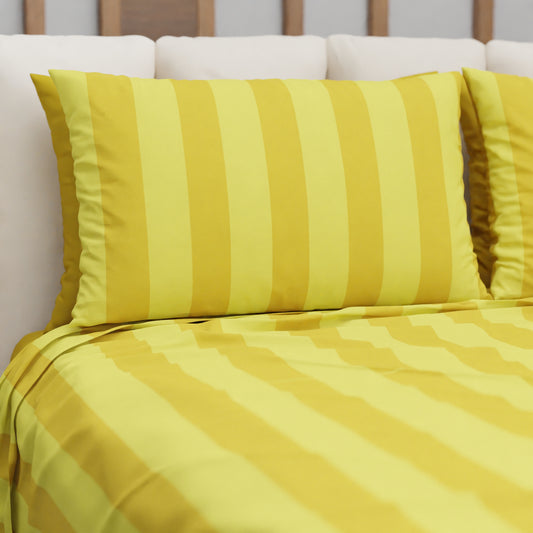 Copriletto Estivo, Coperta Leggera, con Federe Le Righe Giallo Ocra/Giallo