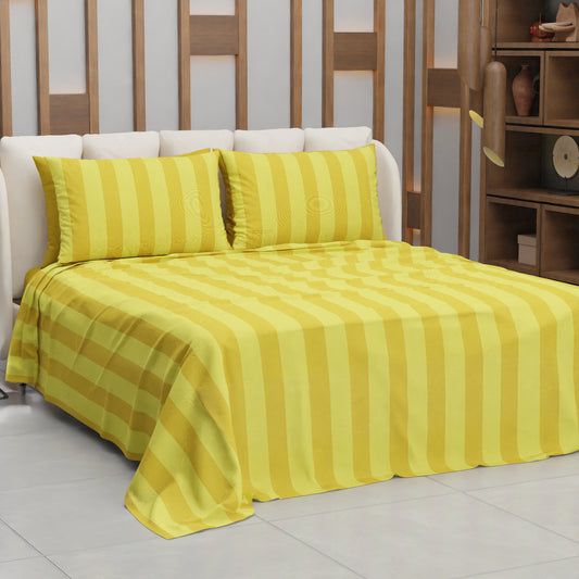 Copriletto Estivo, Coperta Leggera, con Federe Le Righe Giallo Ocra/Giallo