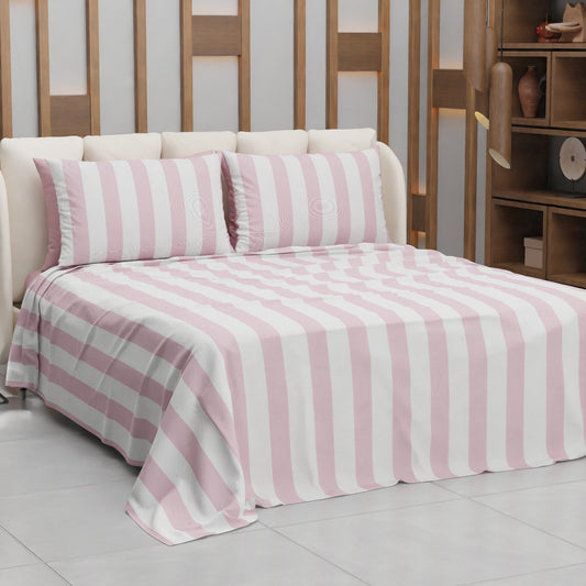 Copriletto Estivo, Coperta Leggera, con Federe Le Righe Bianco/Cipria Chiaro