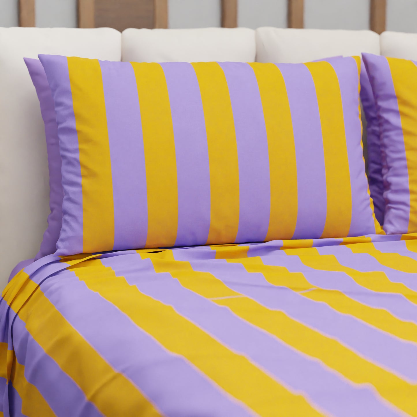 Copriletto Estivo, Coperta Leggera, con Federe Le Righe Arancione/Lilla