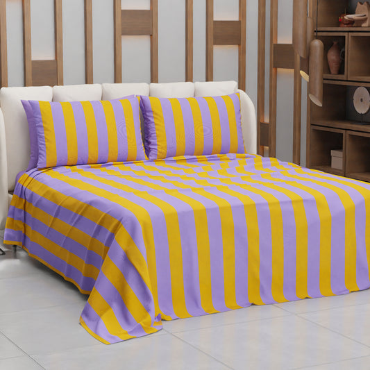 Copriletto Estivo, Coperta Leggera, con Federe Le Righe Arancione/Lilla