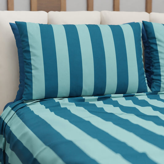 Copriletto Estivo, Coperta Leggera, con Federe Le Righe Tiffany/Ottanio