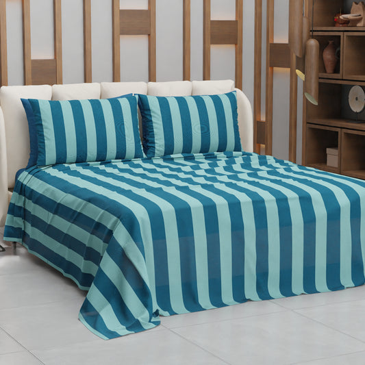 Copriletto Estivo, Coperta Leggera, con Federe Le Righe Tiffany/Ottanio