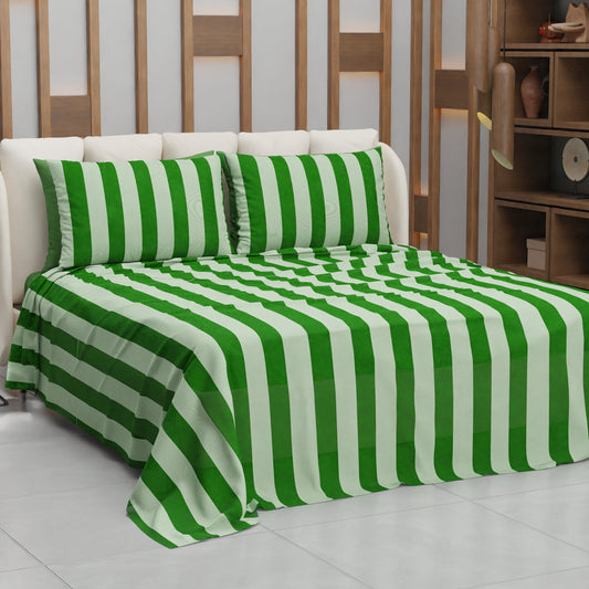 Copriletto Estivo, Coperta Leggera, con Federe Le Righe Verde Scuro/Salvia