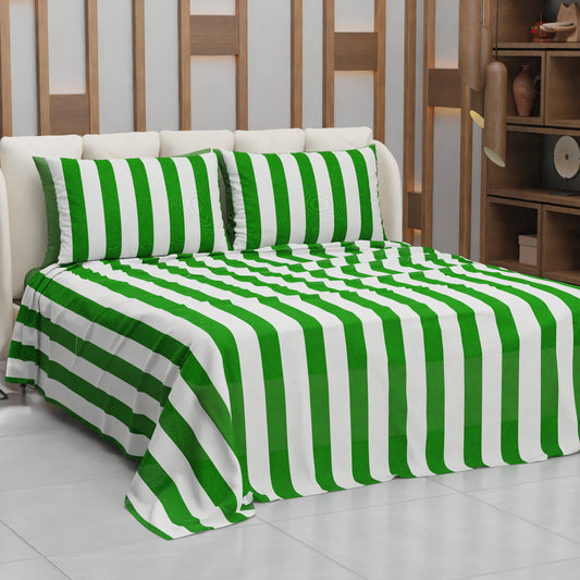 Copriletto Estivo, Coperta Leggera, con Federe Le Righe Bianco/Verde Scuro