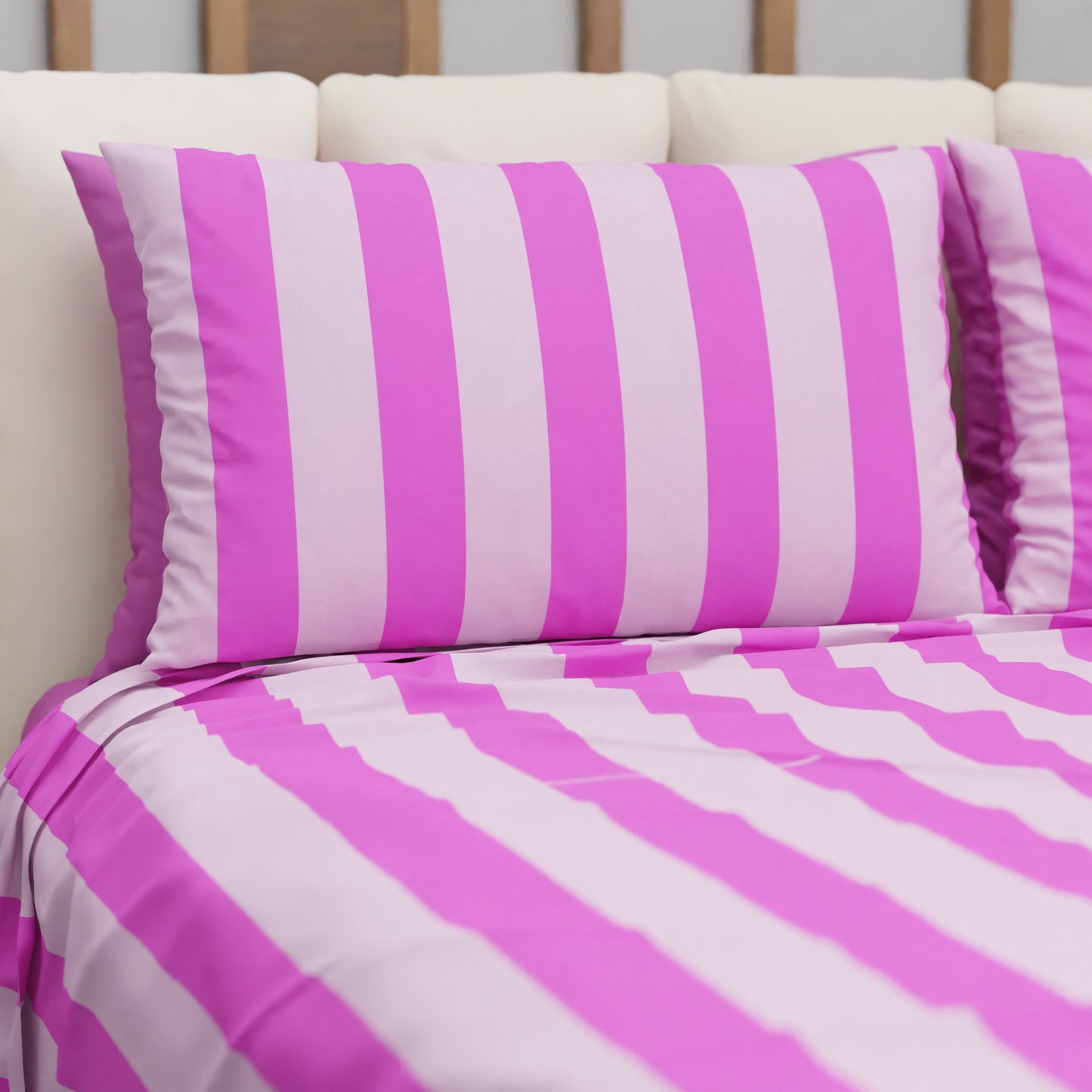 Copriletto Estivo, Coperta Leggera, con Federe Le Righe Fucsia/Rosa