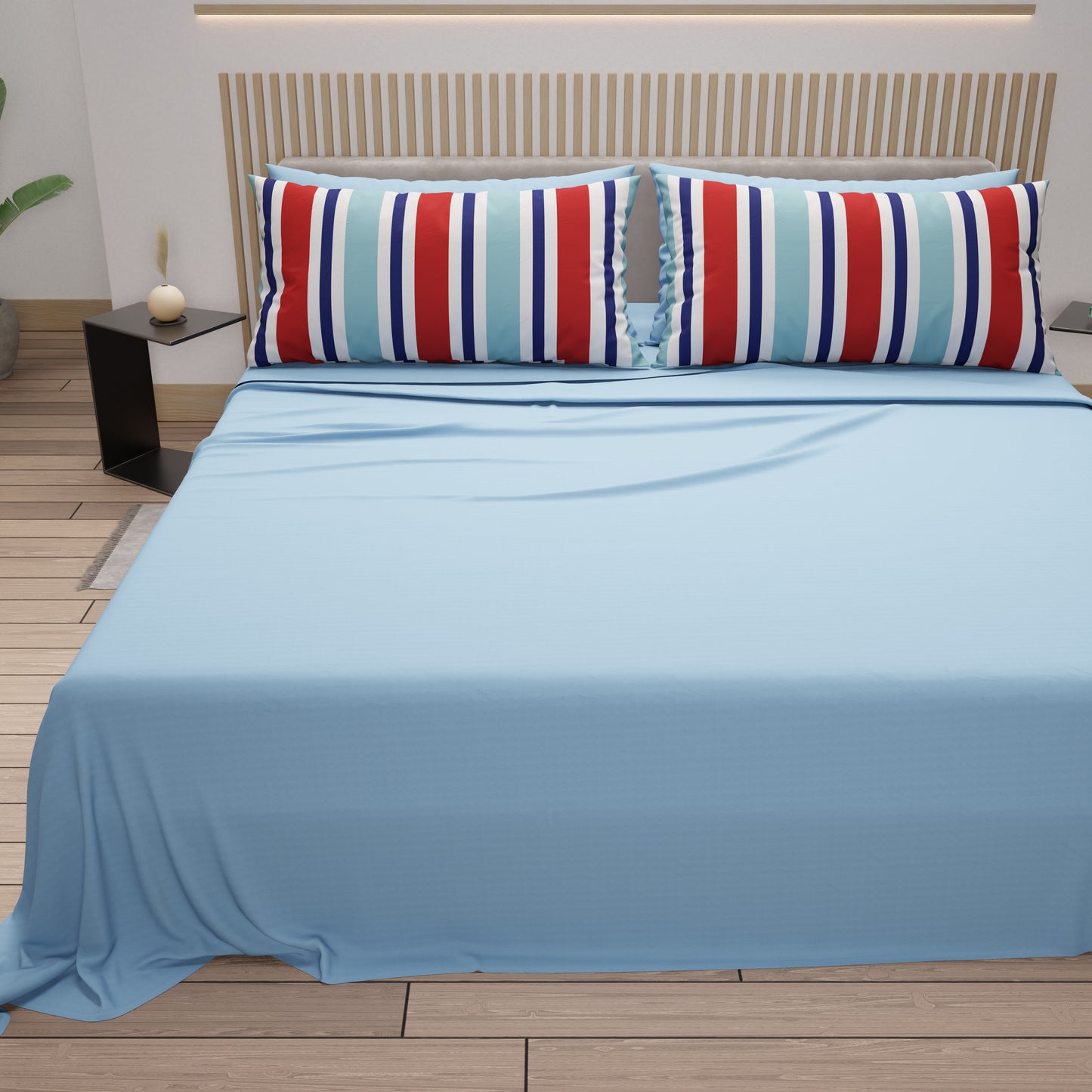 Lenzuola in Cotone, Completo Letto con Federe in Stampa Digitale Mille Righe 27.