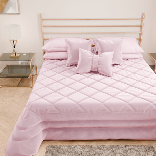 Trapuntino Primaverile in Velluto da Corredo Piazzato Rosa