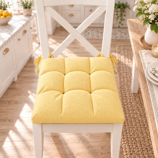 Coussins pour Chaises Housse de Chaise Shabby Chic Uni Jaune