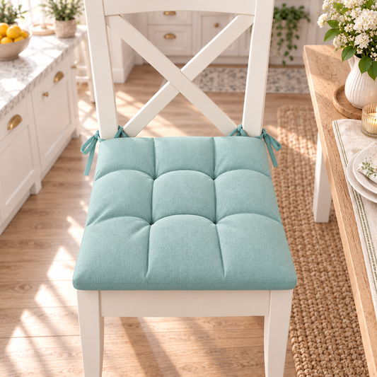 Coussins pour chaises Housse de chaise Shabby Chic uni vert d'eau