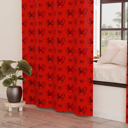 Tenda Arredo da Interno a Pannelli con Anelli Fiocco Rosso