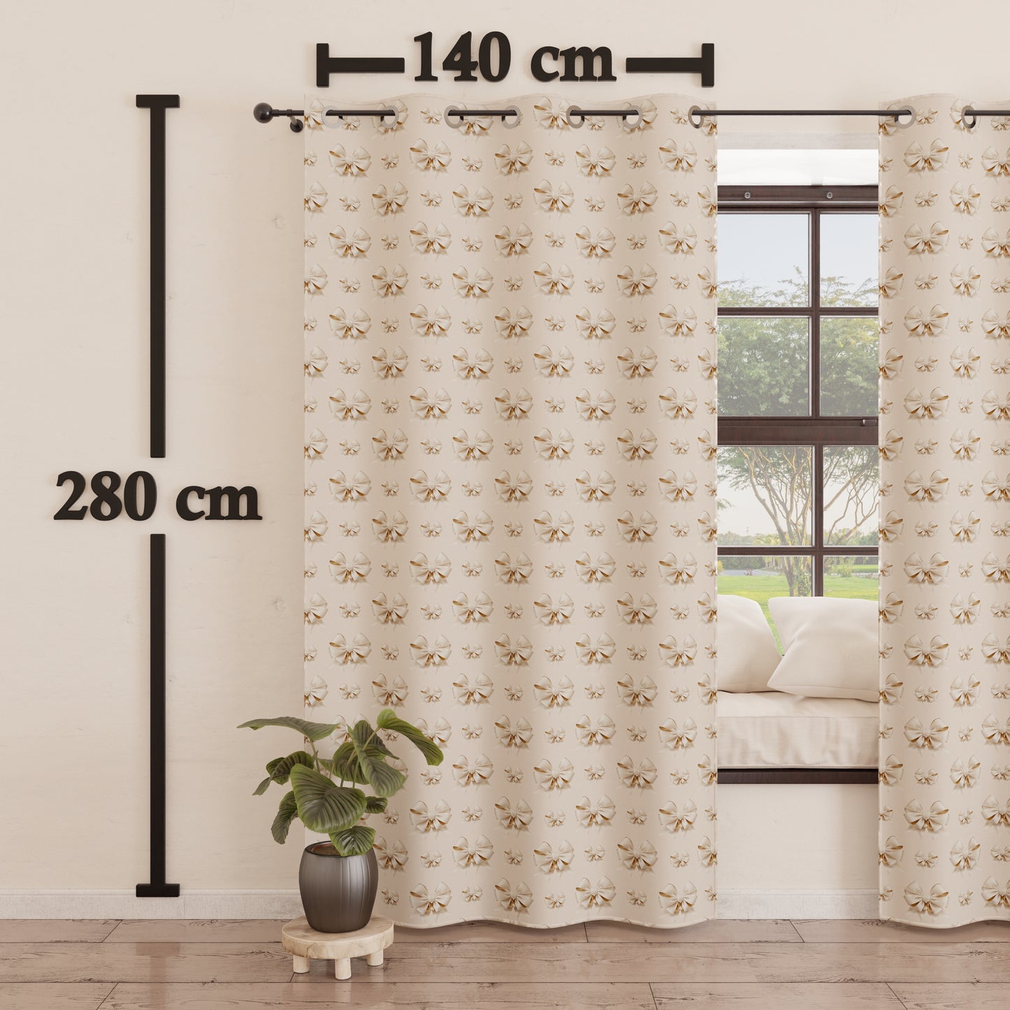 Tenda Arredo da Interno a Pannelli con Anelli Fiocco Beige