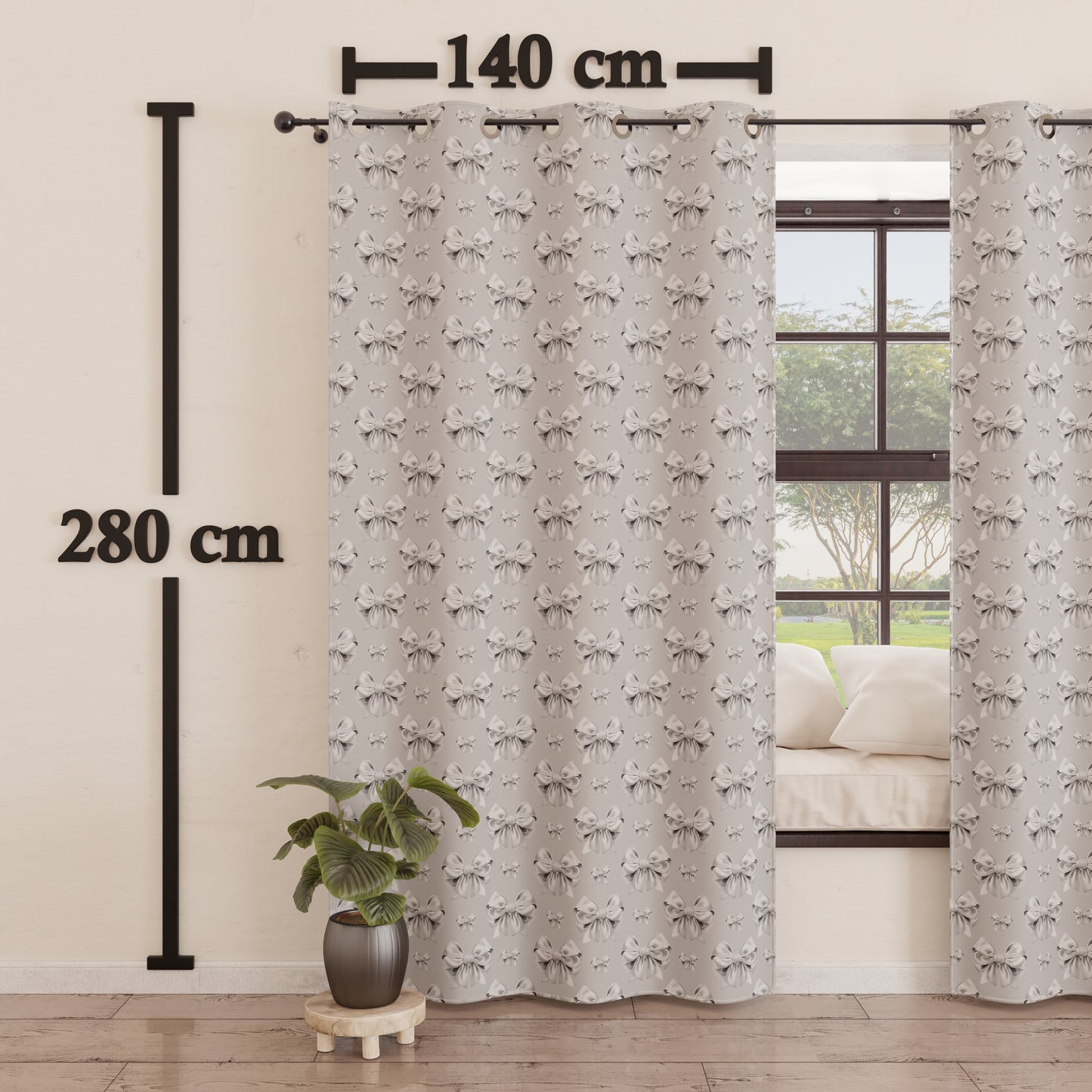 Tenda Arredo da Interno a Pannelli con Anelli Fiocco Grigio