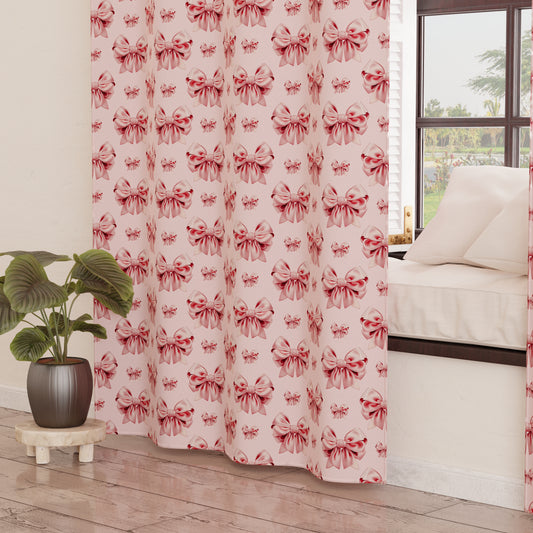 Tenda Arredo da Interno a Pannelli con Anelli Fiocco Rosa