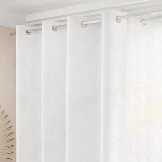 Tenda a Pannello in Velluto per Interni con Anelli, 140x280 cm, Bianco
