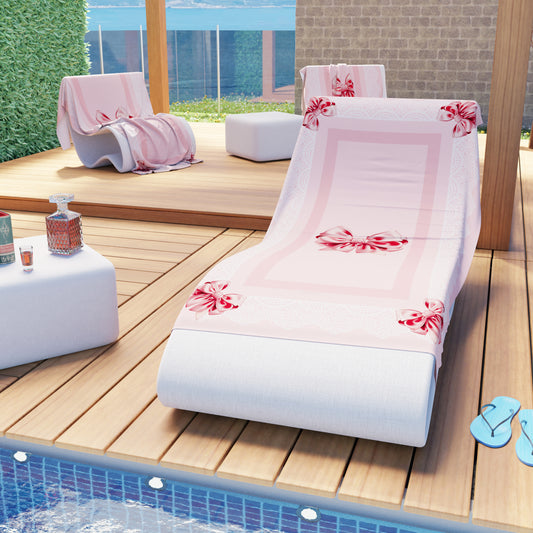 Microfibre Beach Towel, Beach Towel, Sunbed Towel, Pink Bow