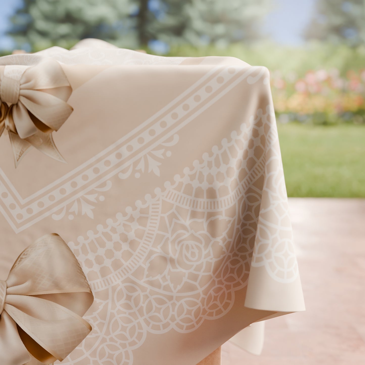 Tovaglia da tavola Antimacchia, Copritavolo da Cucina, Fiocco Beige