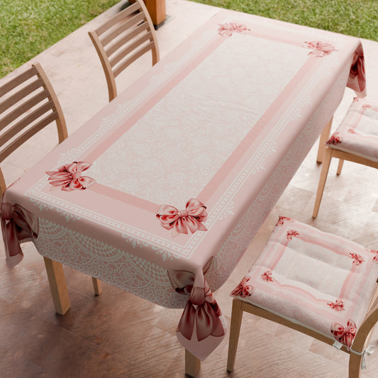 Tovaglia da tavola Antimacchia, Copritavolo da Cucina, Fiocco Rosa