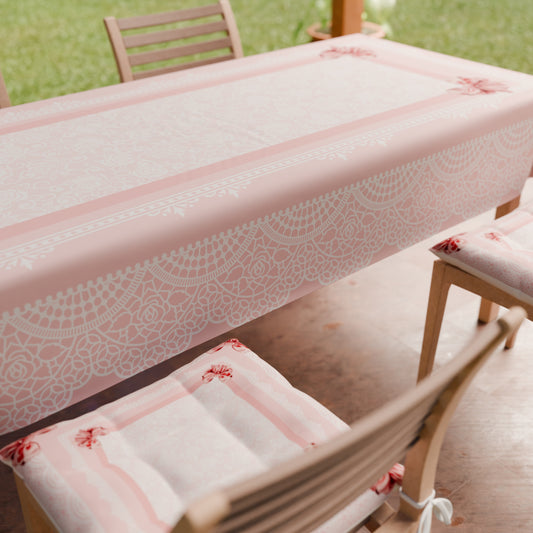 Tovaglia da tavola Antimacchia, Copritavolo da Cucina, Fiocco Rosa