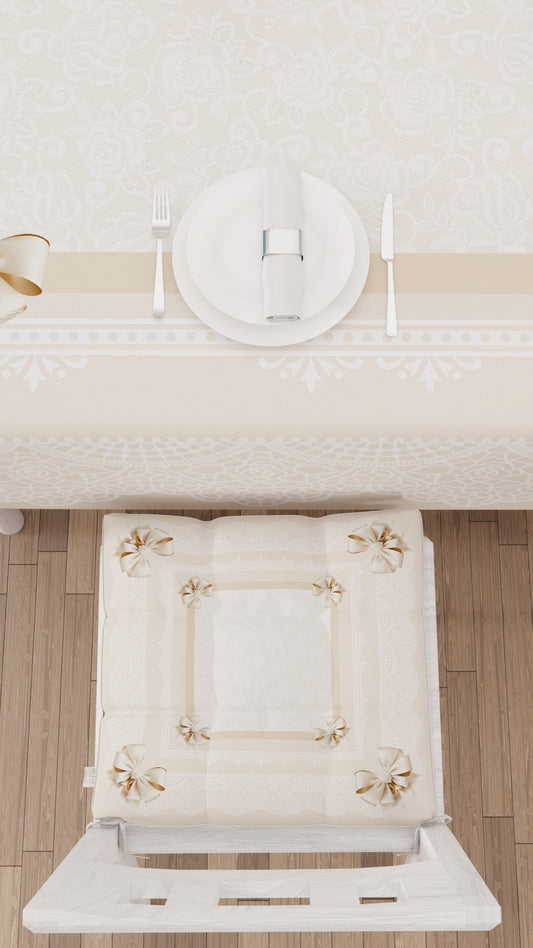 Cuscini per Sedie Coprisedia 6 Pezzi Fiocco Beige