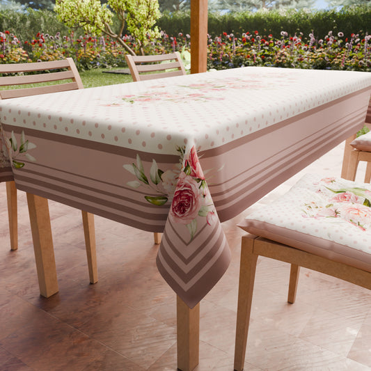 Tovaglia Antimacchia Shabby Pois Cipria Stampa Digitale 4K Made in Italy | PETTI