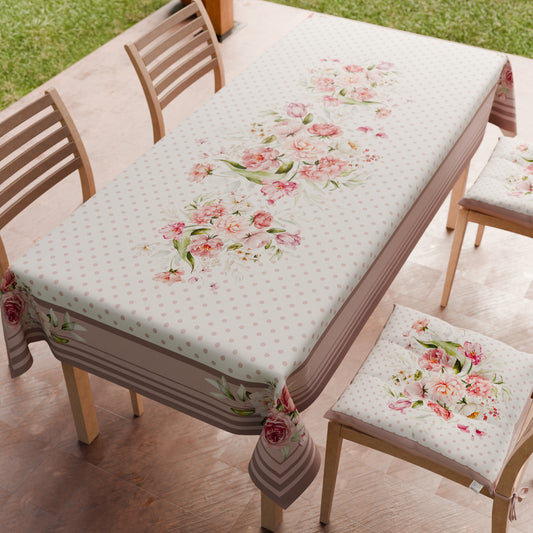 Tovaglia da tavola Antimacchia, Copritavolo da Cucina, Shabby Pois Cipria