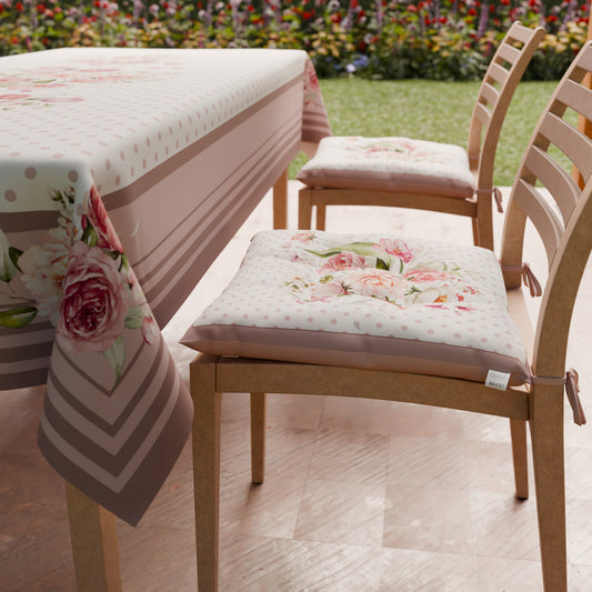 Cuscini per Sedie Coprisedia 6 Pezzi Shabby Pois Cipria