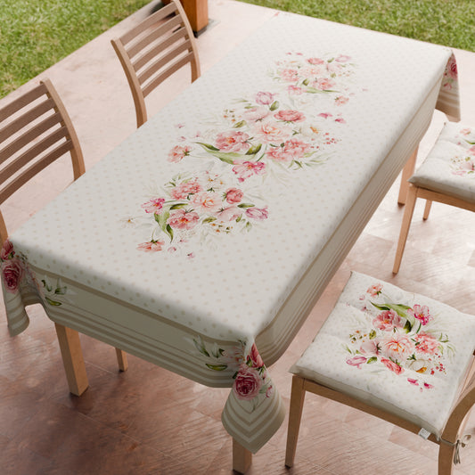 Tovaglia da tavola Antimacchia, Copritavolo da Cucina, Shabby Pois Beige