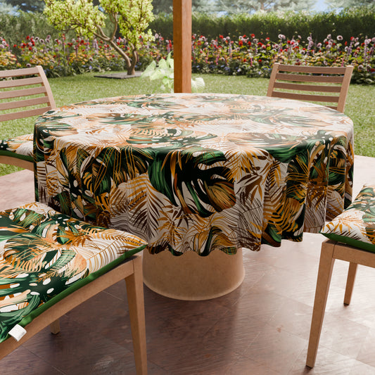 Tovaglia Rotonda Antimacchia Elegante - Ideale per cucina e sala da pranzo - Tropical 04